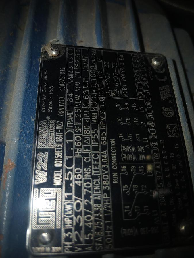 Used WEG W22 Severe Duty 1.7 HP 3‑Phase Electric Motor