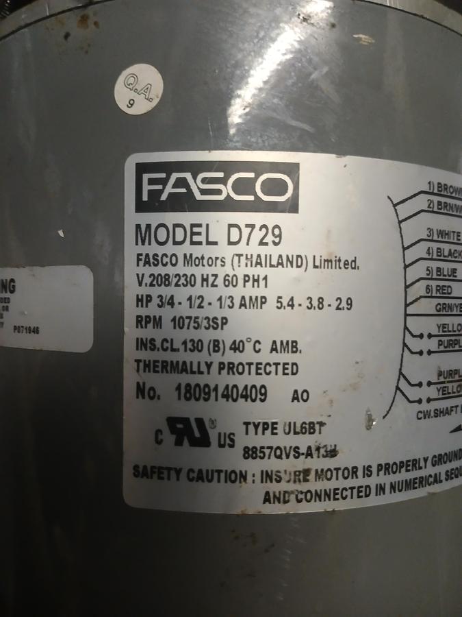 Used Fasco D729 Electric Motor