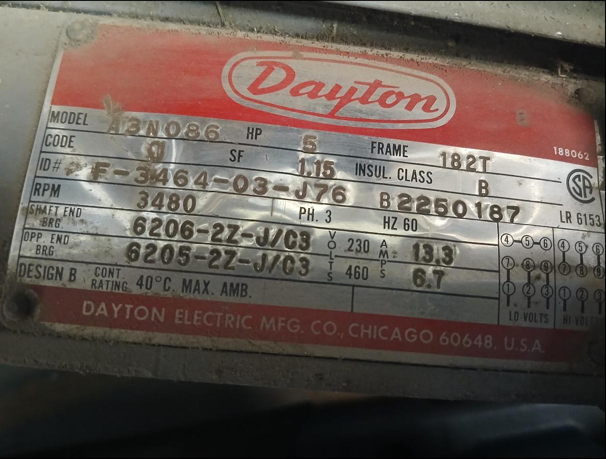 Used Dayton 13N086 Industrial Motor