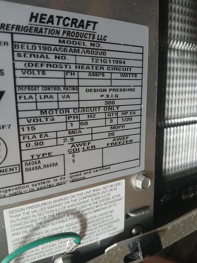 Walk-in cooler condenser