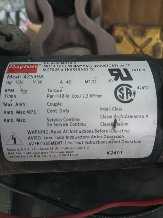 Used Dayton 4Z539A DC Gear Motor