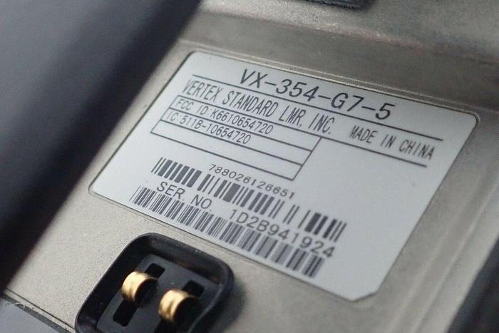 Used Vertex Standard VX-354-G7-5 UHF Two-Way Radio with Charger CD-34 & AC Adapter 788026126651