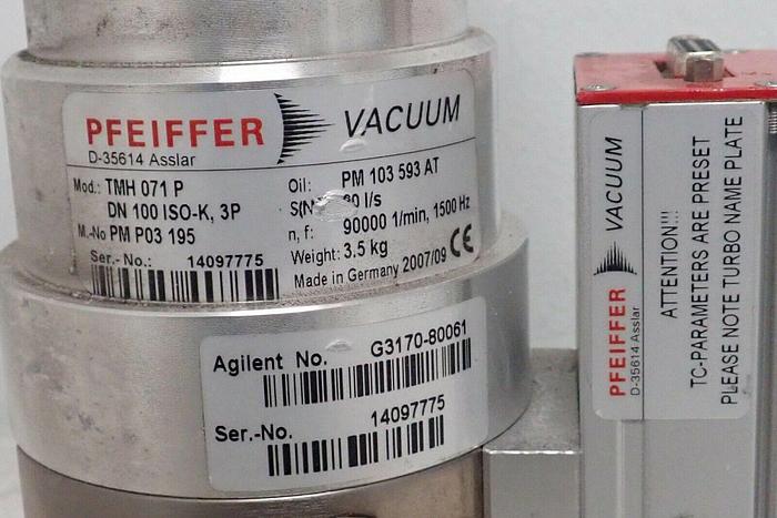 Used Pfeiffer TMH-071 P DN 100 ISO-K, 3P Turbo Pump with TC 100 Controller