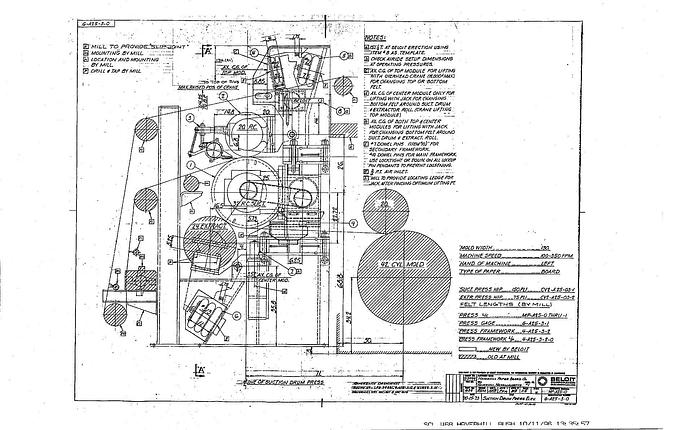 Used Beloit  Suction Drum Press And Framework, 130" Suction Box, 32" Diameter Suction Roll, 20" Diameter Top Roll, 150 Pli #24987