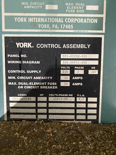 Used YORK YSCACAS2-CHCS MILLENNIUM SCREW CHILLER
