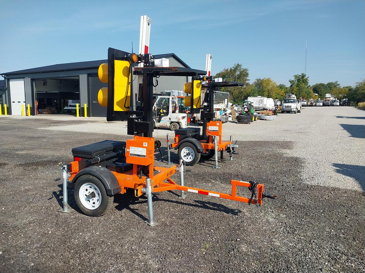 Used Synergy Tech AF100 Portable Traffic Light Towers, s/n 240119, Solar/Battery Powered