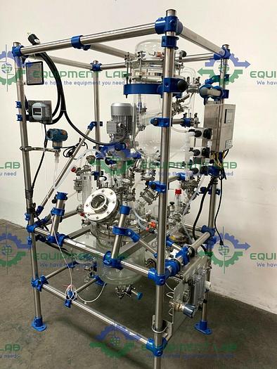 Used De Dietrich Distillation Skid w/ 16 Liter Jacketed Glass Reactor & Mixer