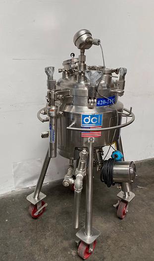 Used DCI 50 Liter Jacketed Stainless Steel Reactor Vessel W/ Steridose Motor