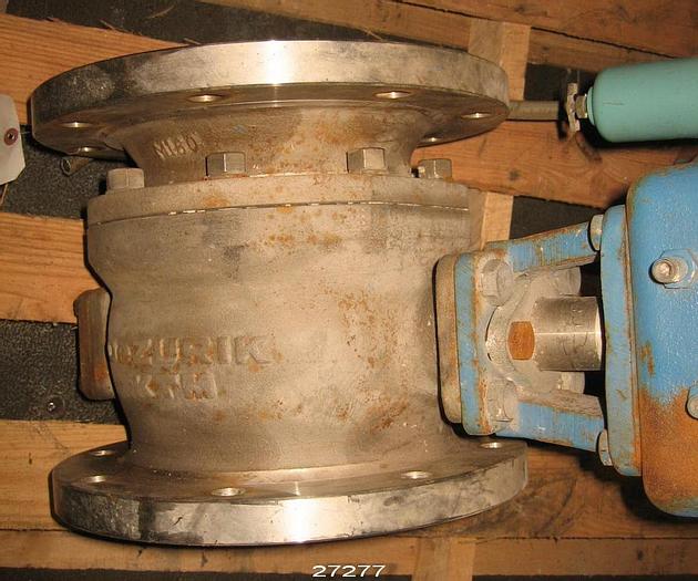 Used Dezurik HCV-0204-40439-01 Vball Valve, 8", 316 Body, 316 Stem, 316 Ball, Ft Seat. Cwp 285 Psi, Max Temperature 390°F, Positioner P1200, 0-60 Psi Spring Range Air To Close Actuator. Class 150. Split Body #27277