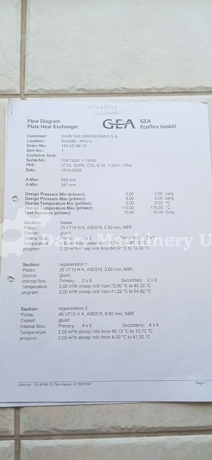 Used Milk Pasteurisation Set With Seital Separator 2000-3000 L/h