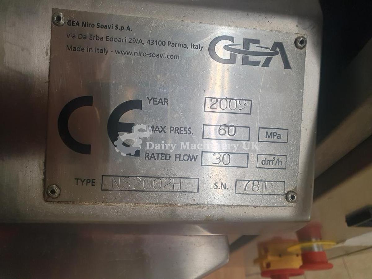 Used GEA Niro Soavi NS2002H Laboratory Homogenizer – 30 L/h – 600bar – 2009