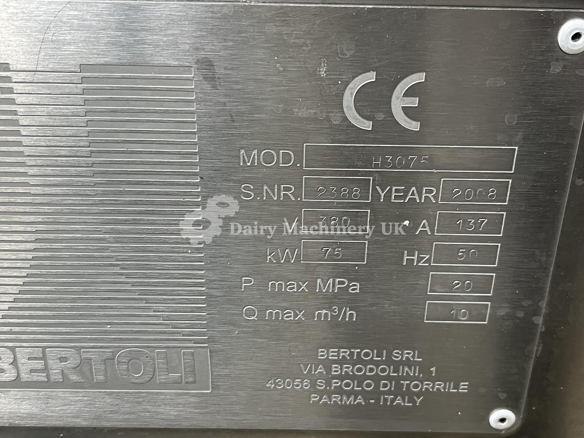 Used BERTOLI Homogeniser 10,000 L/H 200 Bar 