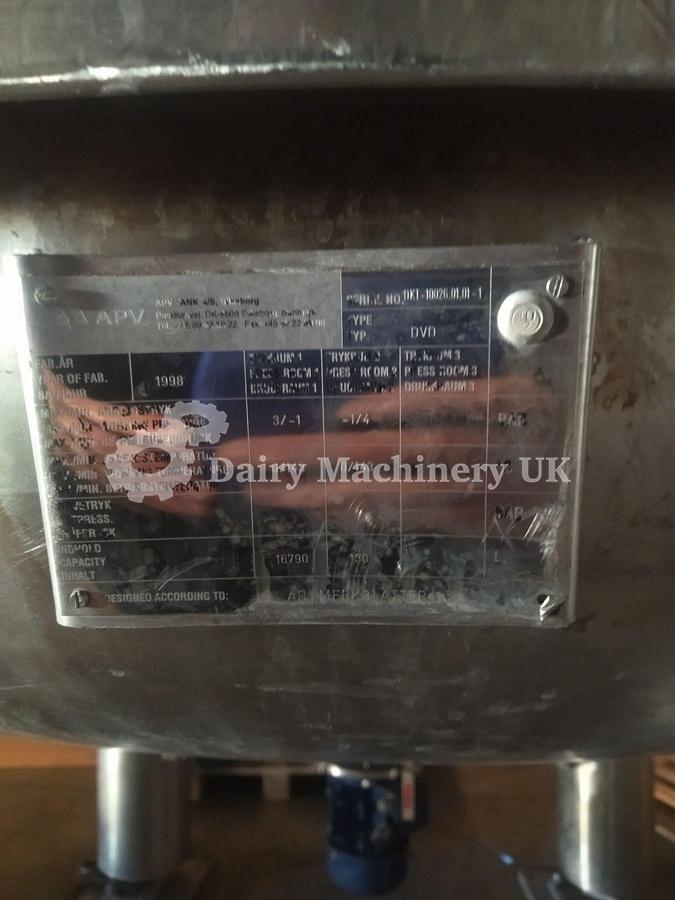 Used APV Aseptic Milk Tank 16,700 L