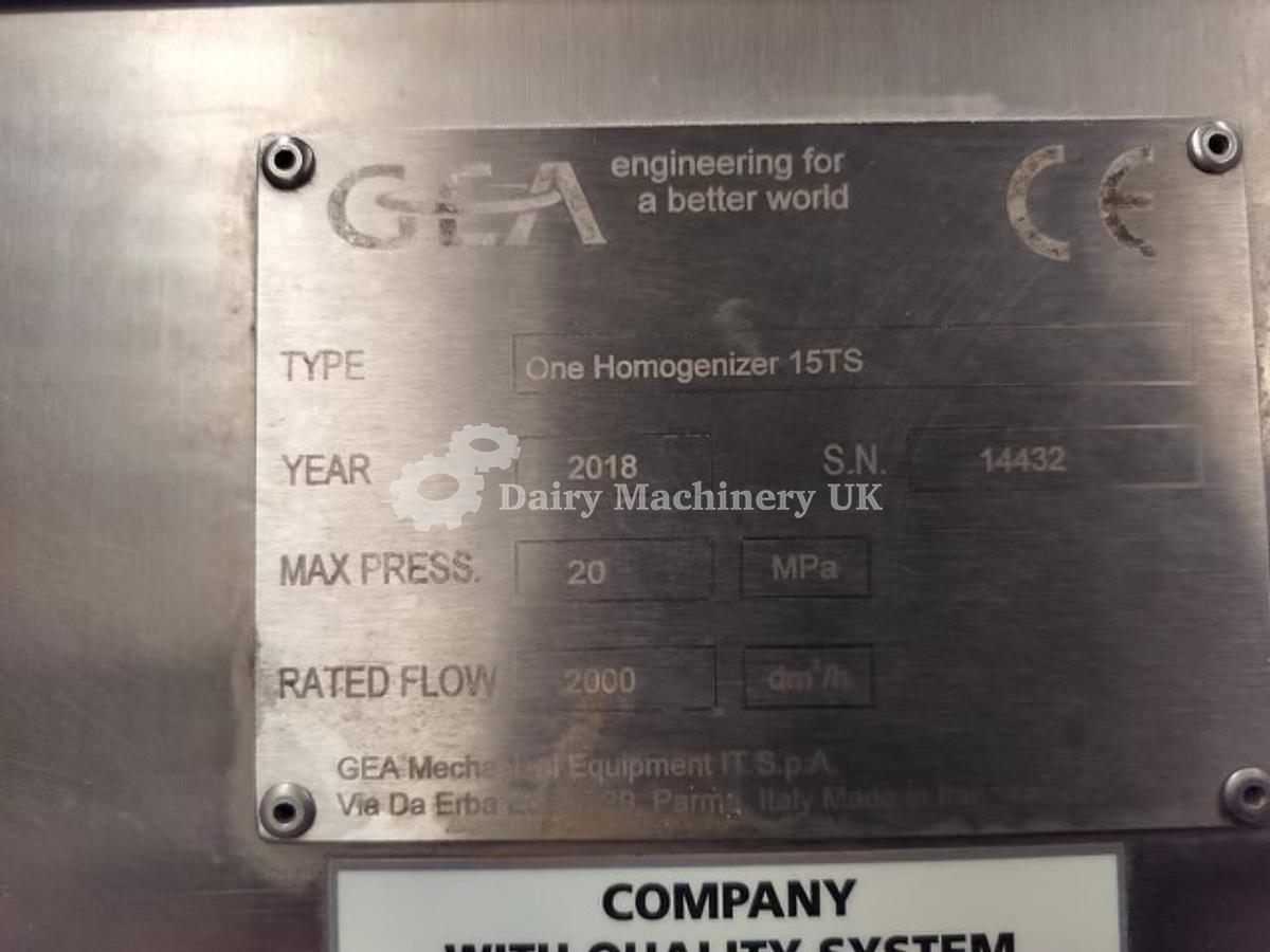 Used GEA ONE 15 TS Homogeniser 