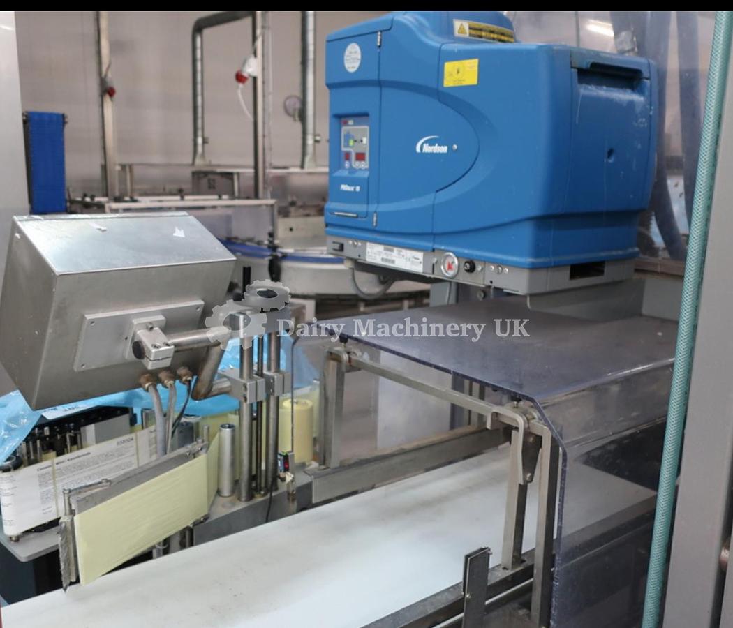 Used ELOPAK PURE PAK GABLE TOP FILLER WITH WRAP AROUND CARDBOARD PACKER