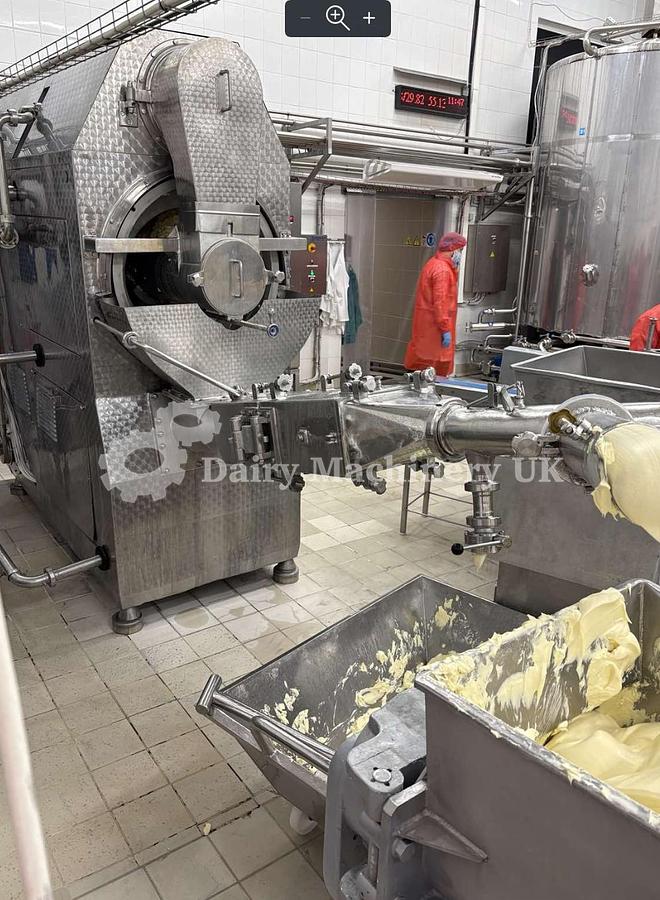 Used Continuous Butter Churn Nagema 2500 kg/hr with Bulk Packer for 5-25kg Butter Blocks