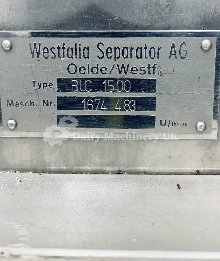 Used Westfalia BUC 1500 kg/hr