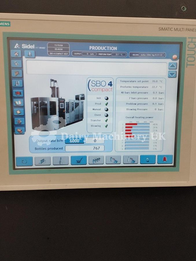 Used SIDEL SBO 4 Blow Moulder for Milk Bottles 38 mm