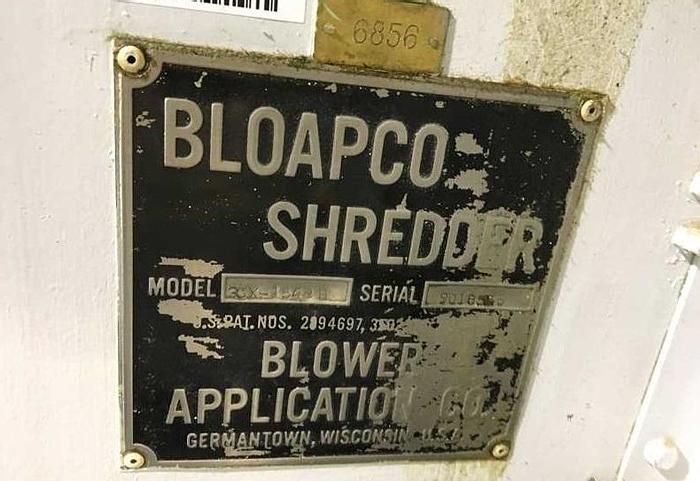 Used 48" BLOAPCO MDL. 3CX-1548H FLOOR MOUNTED SHREDDER CARDBOARD AND CORES