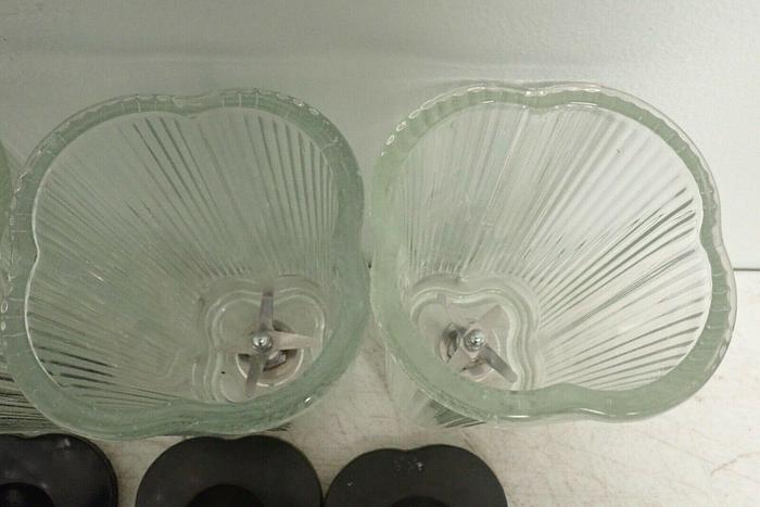 Used Lot of 5 Waring Clover Leaf 40-oz 5-cup Glass Blender Jars with 7 Lids/Covers