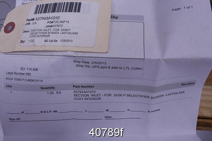 Unused Black Clawson 36P Pressure Screen Upper Housing, Spare #40789