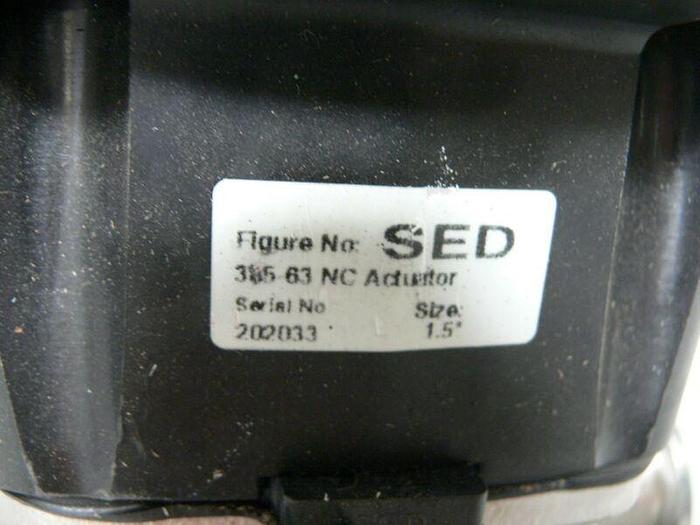 Used SED 385-63 NC Thermoplastic Diaphragm Actuator w/ 1.5" Stainless Steel Fitting
