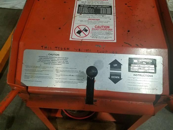 Used Lee Presto 1000 Lb Capacity Lift Truck with charger