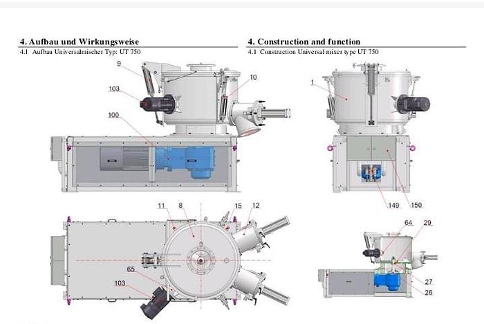Used 2014 MTI Mischtechnik UT 750 Vertikal-Schnellmischer
