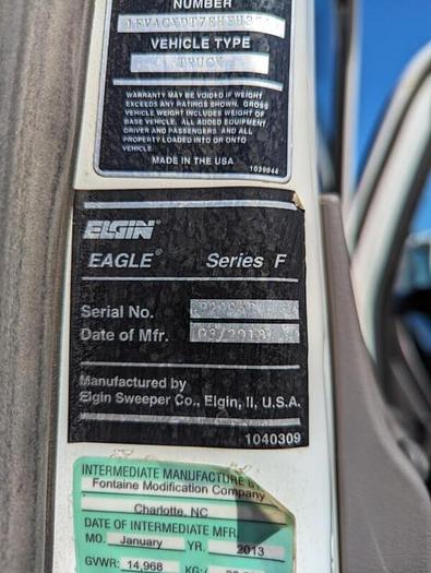 Used 2013 Elgin Eagle Sweeper on Freightliner Chassis