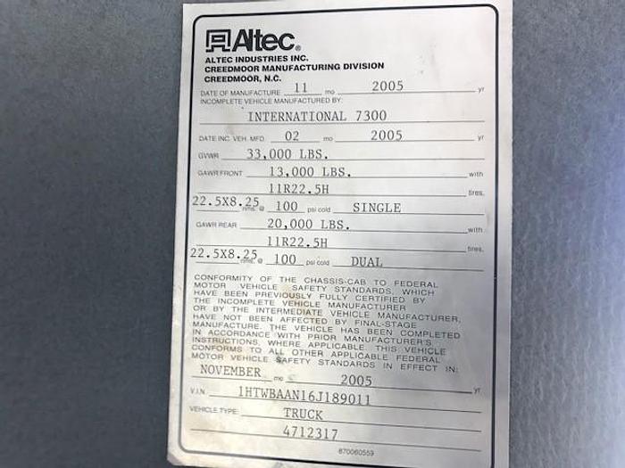 Used 2006 International 7300 Altec LRV-58 63ft Forestry Bucket Truck - C89011