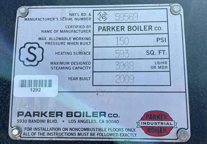 Used Parker Boiler Co 115 HP Steam Boiler