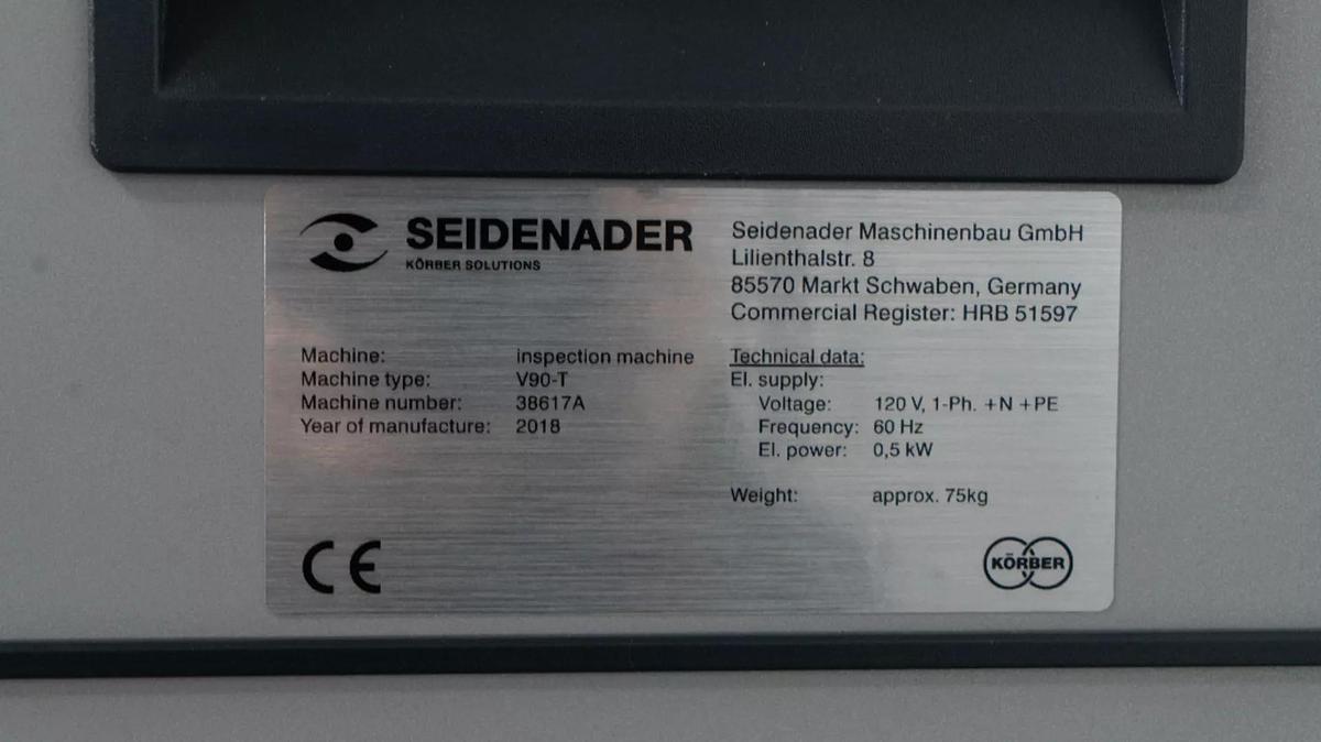 Used 2018 Seidenader V90-T KORBER Seidenader V90-T