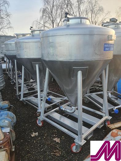 Used 600 Litre Stainless Steel Transit Tanks wit Conical Base
