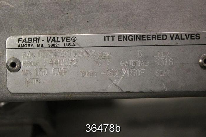 Used Fabri 8" Hand Operated Knife Gate Valve, F440572 #36478