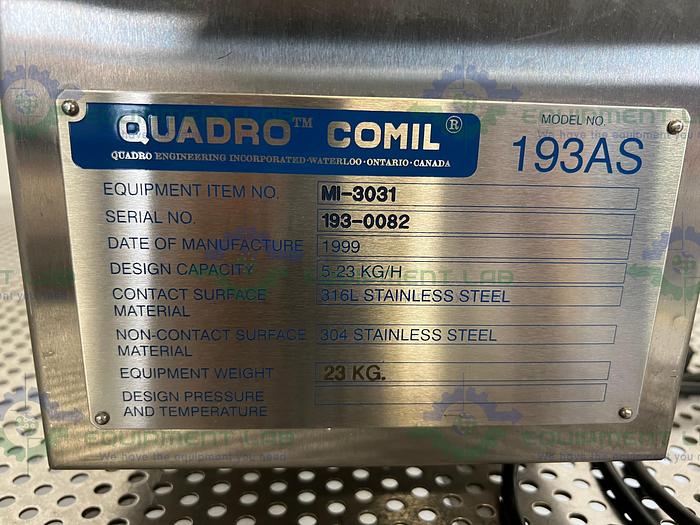 Used Quadro Engineering  193AS Quadro Comil Stainless Steel Bench Top Grinder
