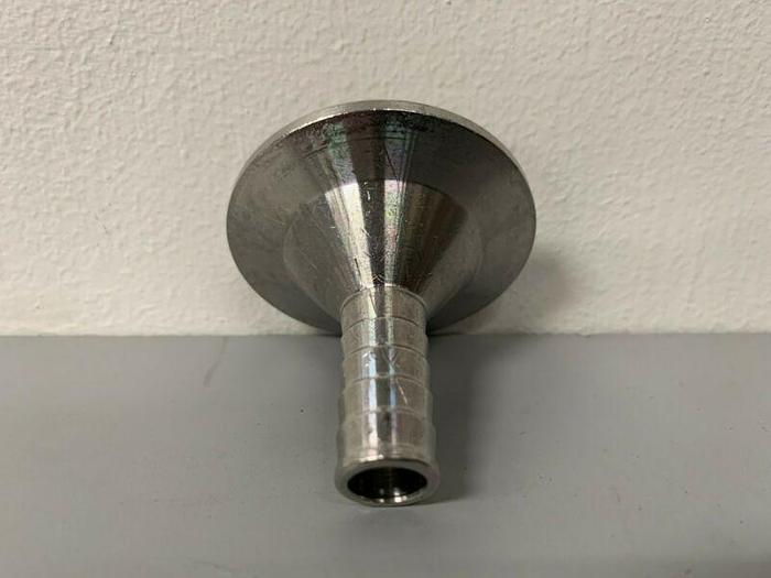 Used Stainless Steel Sanitary 7/16" Hose Fitting To 1 1/2" Sanitary Fitting