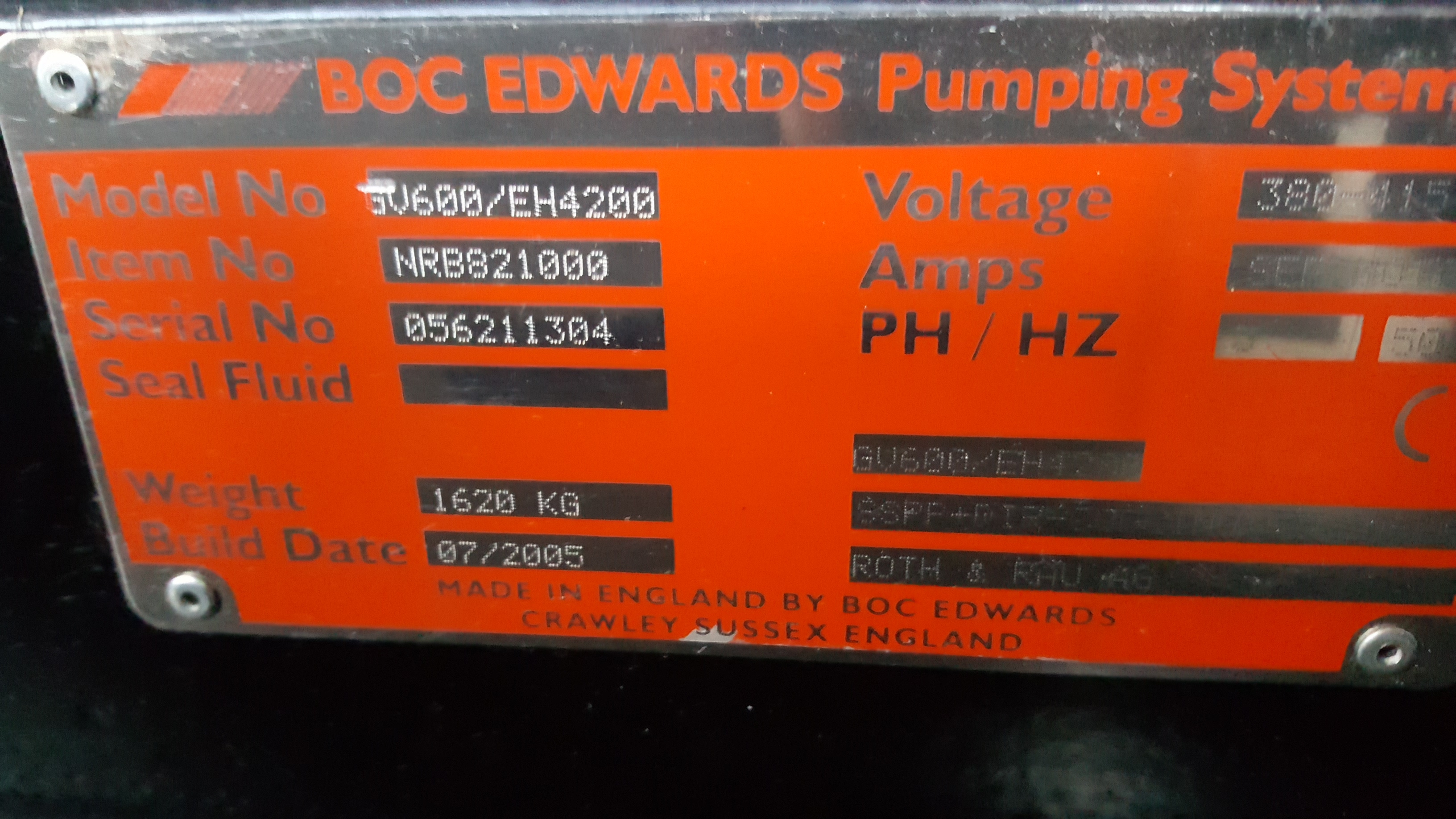 Used Edwards GV600/EH4200 Dry Pumps