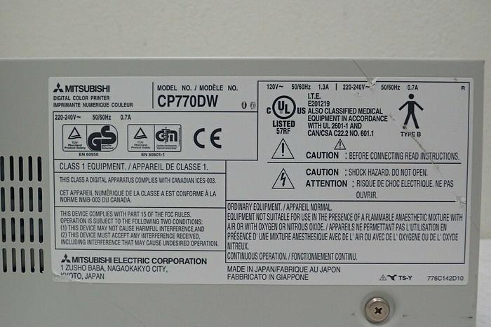 Used Mitsubishi Model CP770DW Digital Color Printer  77059318813