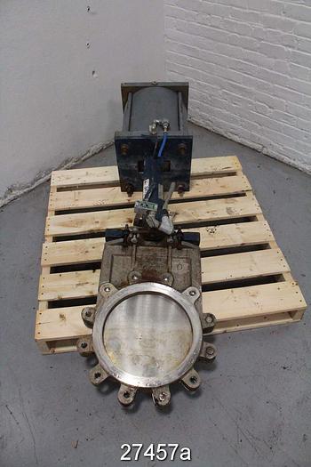 Used Fabri FIGC67R 14" Air Operated Knife Gate Valve, 316 Stainless Steel Body And Seat #27457