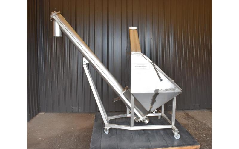 USED SCREW CONVEYOR/BAG DUMP STATION, 6'' DIAMETER X 96'' LONG, STAINLESS STEEL