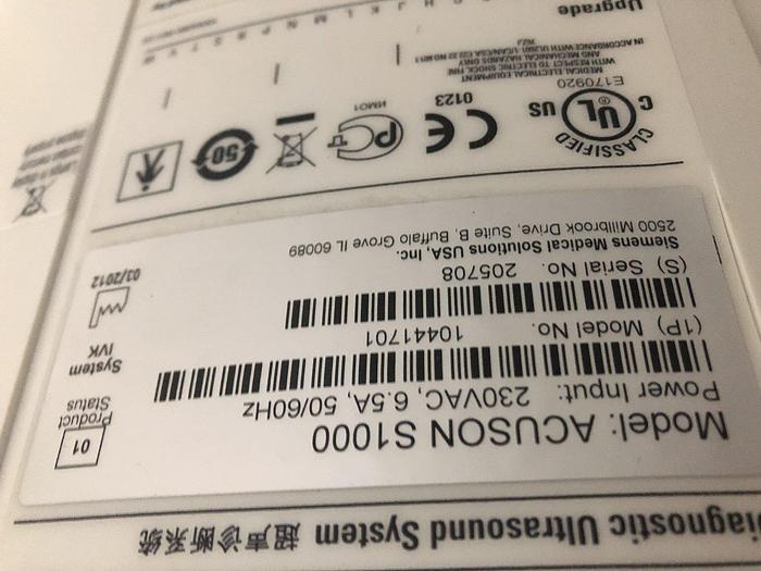 Used Siemens Acuson S1000 Ultraschallsystem mit 5 Sonden, Mitsubishi Drucker P95