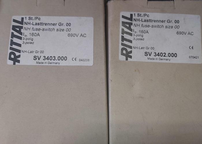 7 Stück NH Lasttrenner Größe 00, SV 3402.000, SV 3403.000, 160A, Rittal,  neuwertig