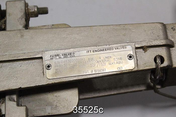 Used Fabri FV-C6702438200 4" Hand Operated Knife Gate Valve #35525