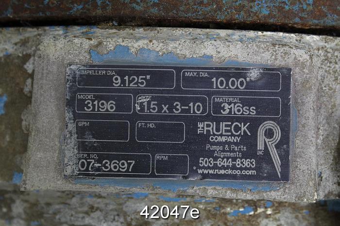 Used Rueck 3196 1.5x3x10 Pump, Stainless Steel Casing #42047