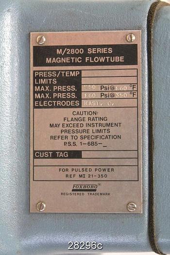 Used Foxboro 2893-sbbb-phg-g 1/2" Magnetic Flow Tube, #28296