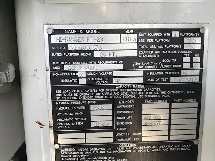 Used 2013 Ford E350 Terex HiRanger NT29 34ft Bucket Truck