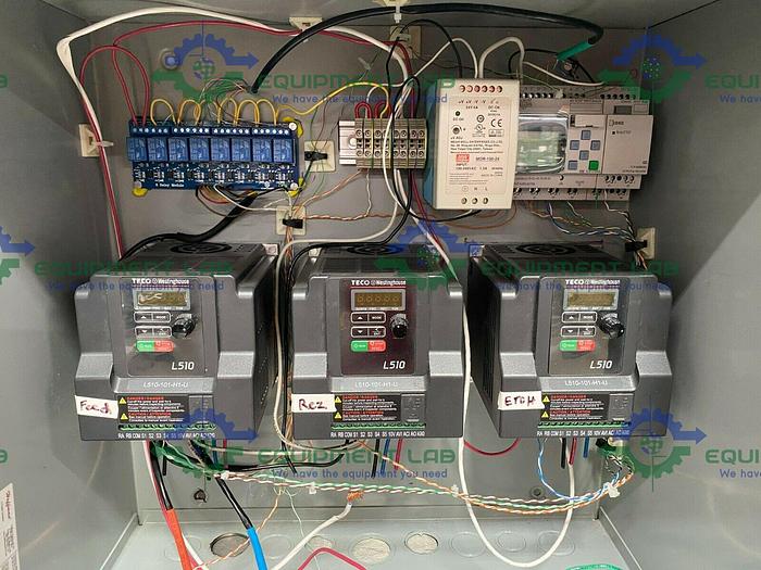 Used Hoffman Enclosure w/ 3 Teco Westinghouse L510 AC Drives & IDEC FL1F Smart Relay