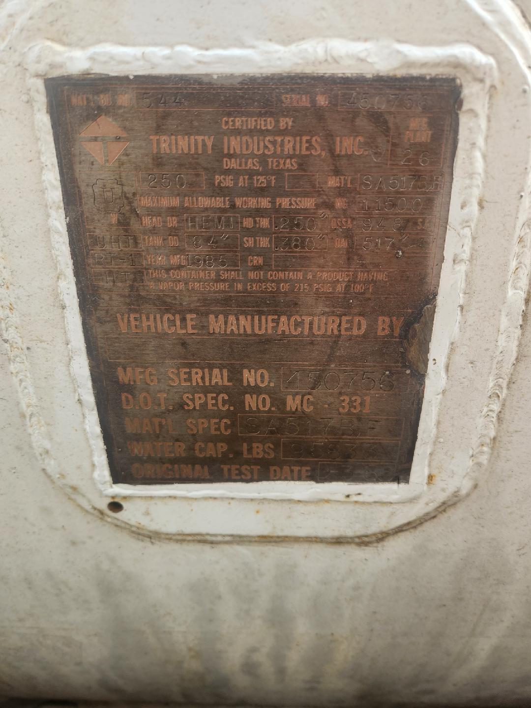 Used 11,500 Gallon Transport Trailer