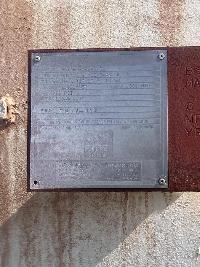 Used 15,000 Gallon Anhydrous Tank