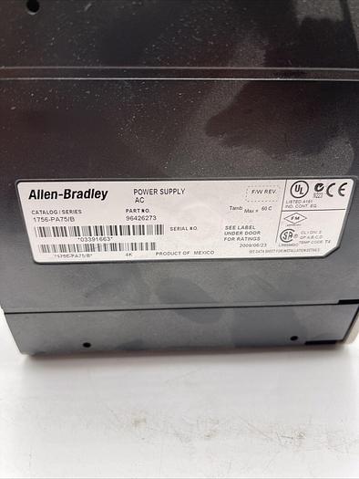 Used ALLEN BRADLEY 17 SLOT POWER SUPPLY CONTROLLOGIX 1756-PA7/B